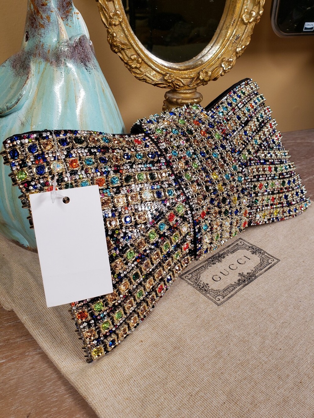 Multicolor Crystal Bow Embellished Clutch NWT! - Picture 7 of 8